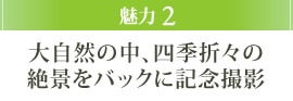 魅力2 大自然の中、四季折々の絶景をバックに記念撮影