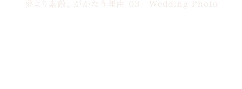 夢より素敵。がかなう理由 03　Wedding Photo　世界的クリエイターが恋する　羨望空間で刻むフォト 